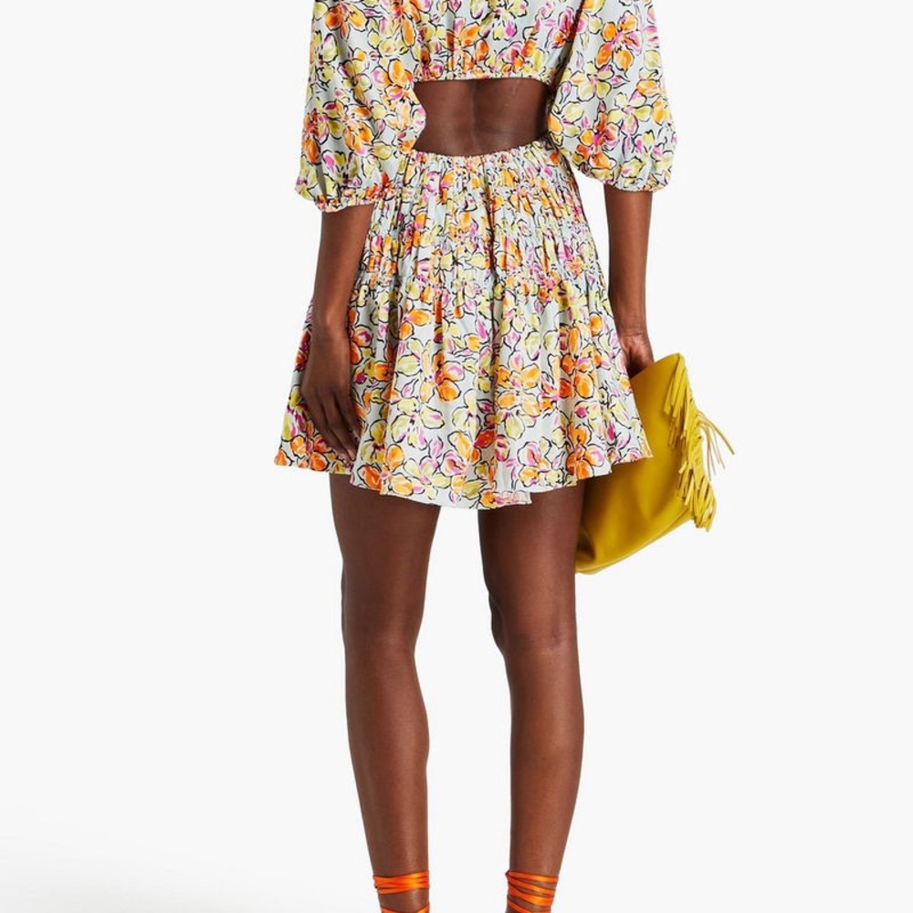 Maje Floral Mini Dress in Orange and Purple - Picture 2 of 5